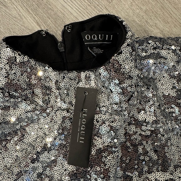Eloquii Silver Sequin ruffled mini dress, size 16 NWT! - Picture 4 of 6